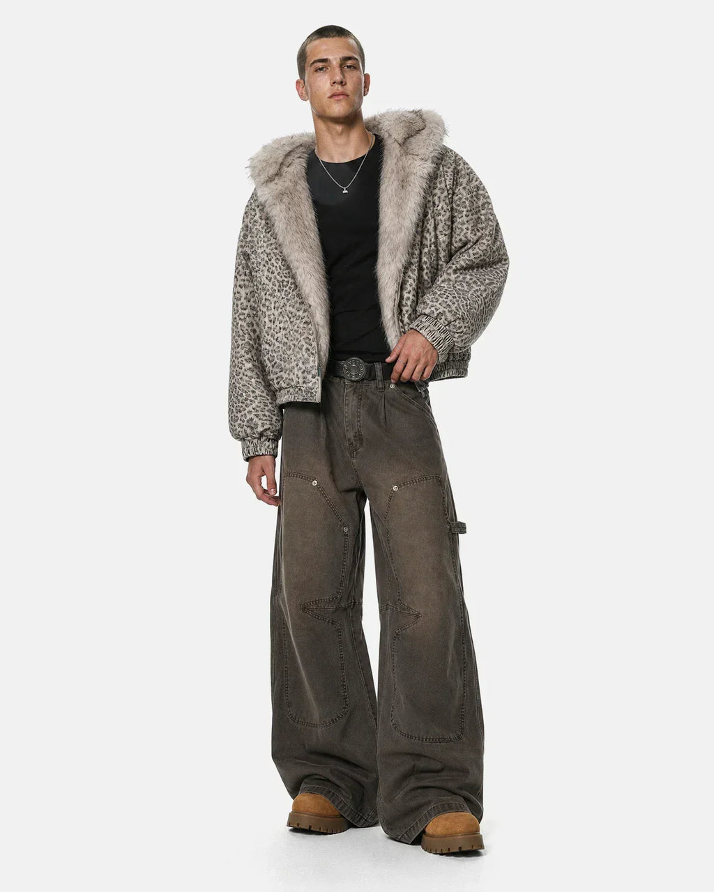 Leopard Faux Fur Lined Bomber Jacket | Flation Streetwear