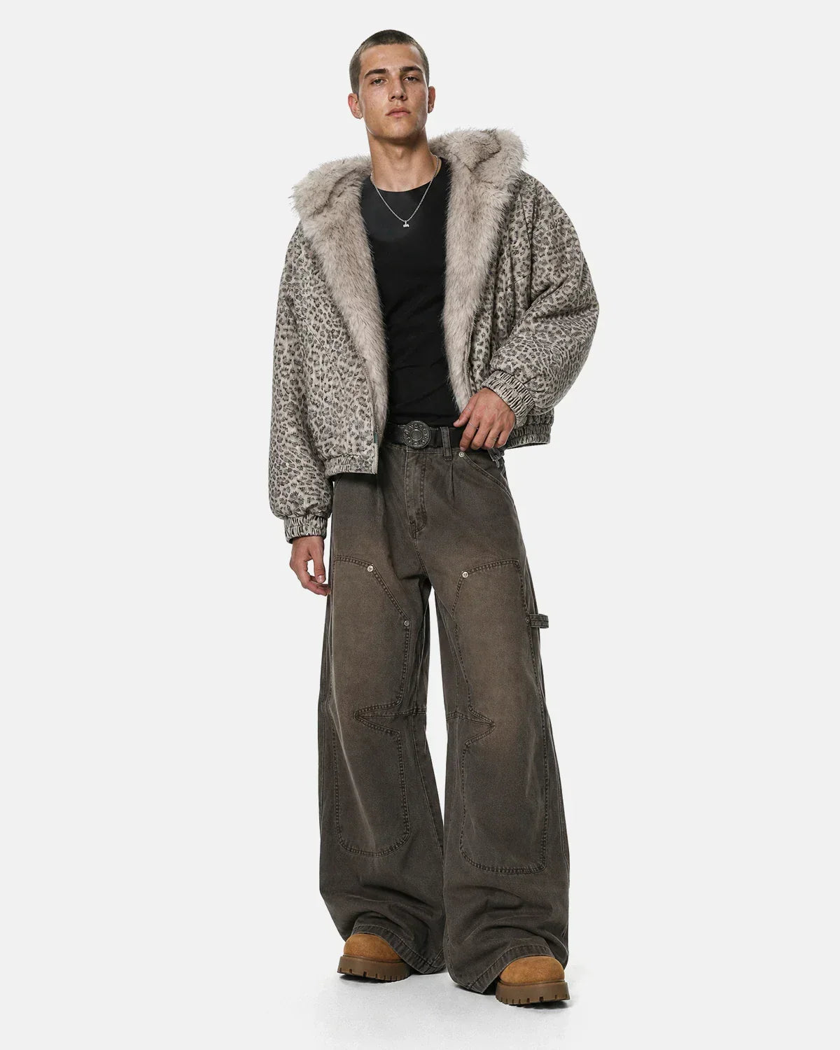 Leopard Faux Fur Lined Bomber Jacket | Flation Streetwear