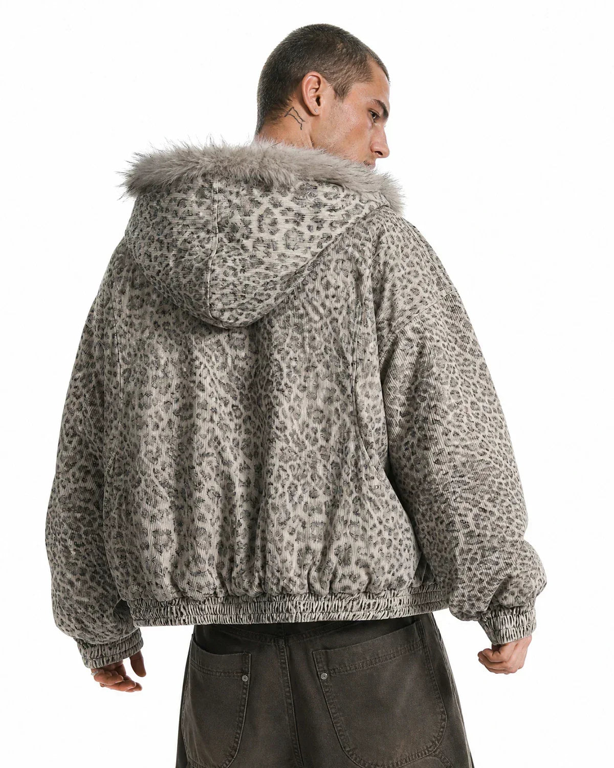Leopard Faux Fur Lined Bomber Jacket | Flation Streetwear
