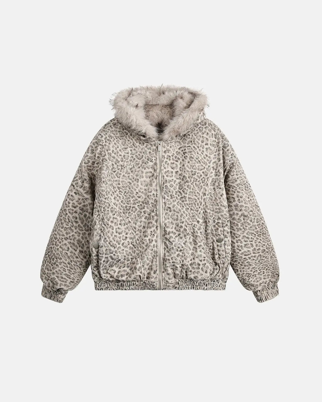 Leopard Faux Fur Lined Bomber Jacket | Flation Streetwear