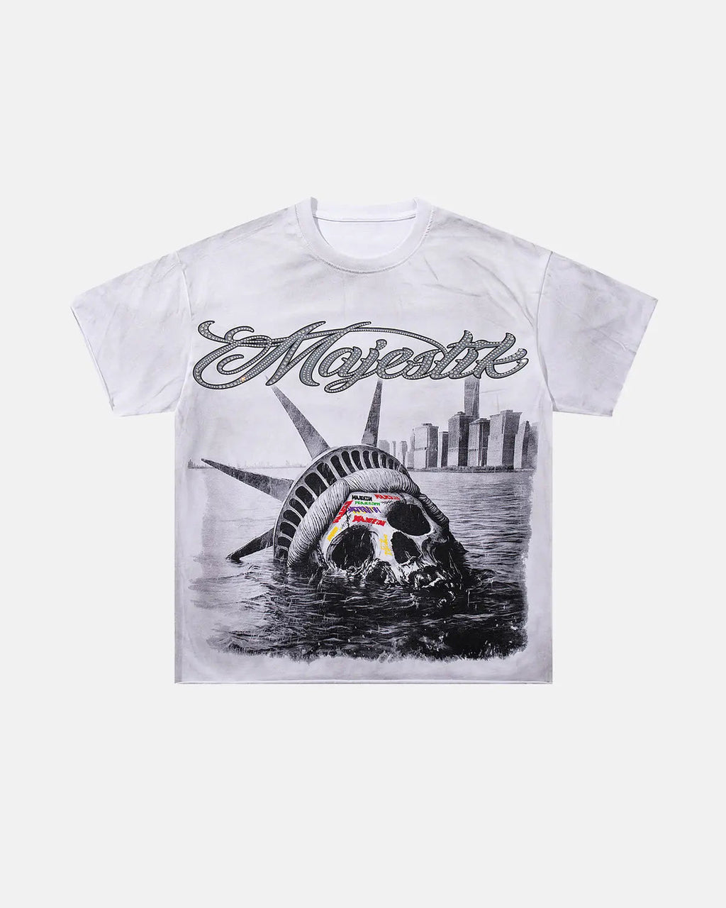Rhinestone Washed Graphic T-Shirt | Flation Streetwear