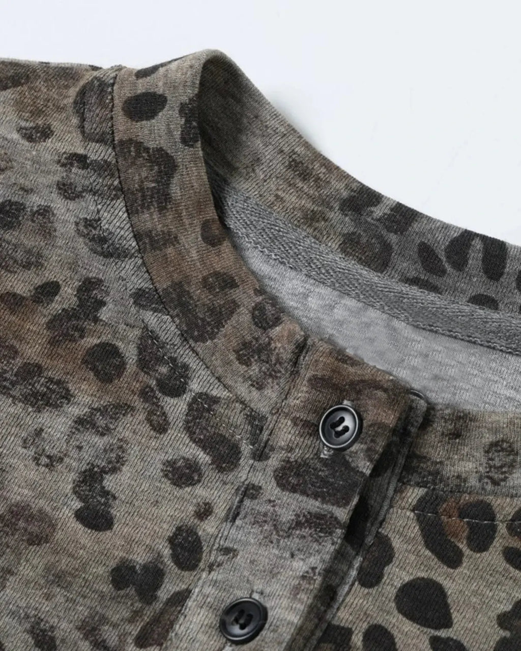 Leopard Script Henley Baby Tees | Flation Streetwear
