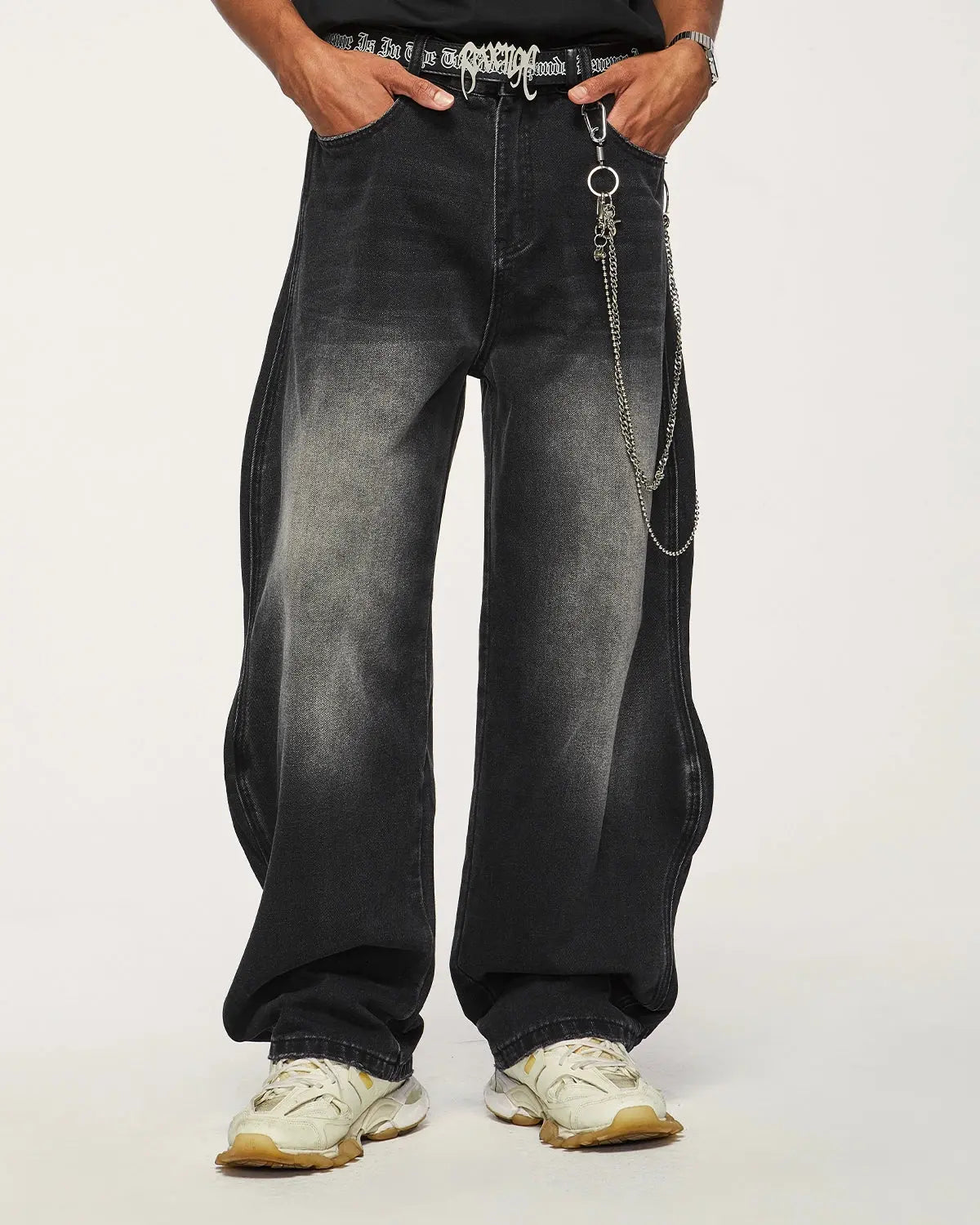 Flation Brand Washed Baggy Denim Pants