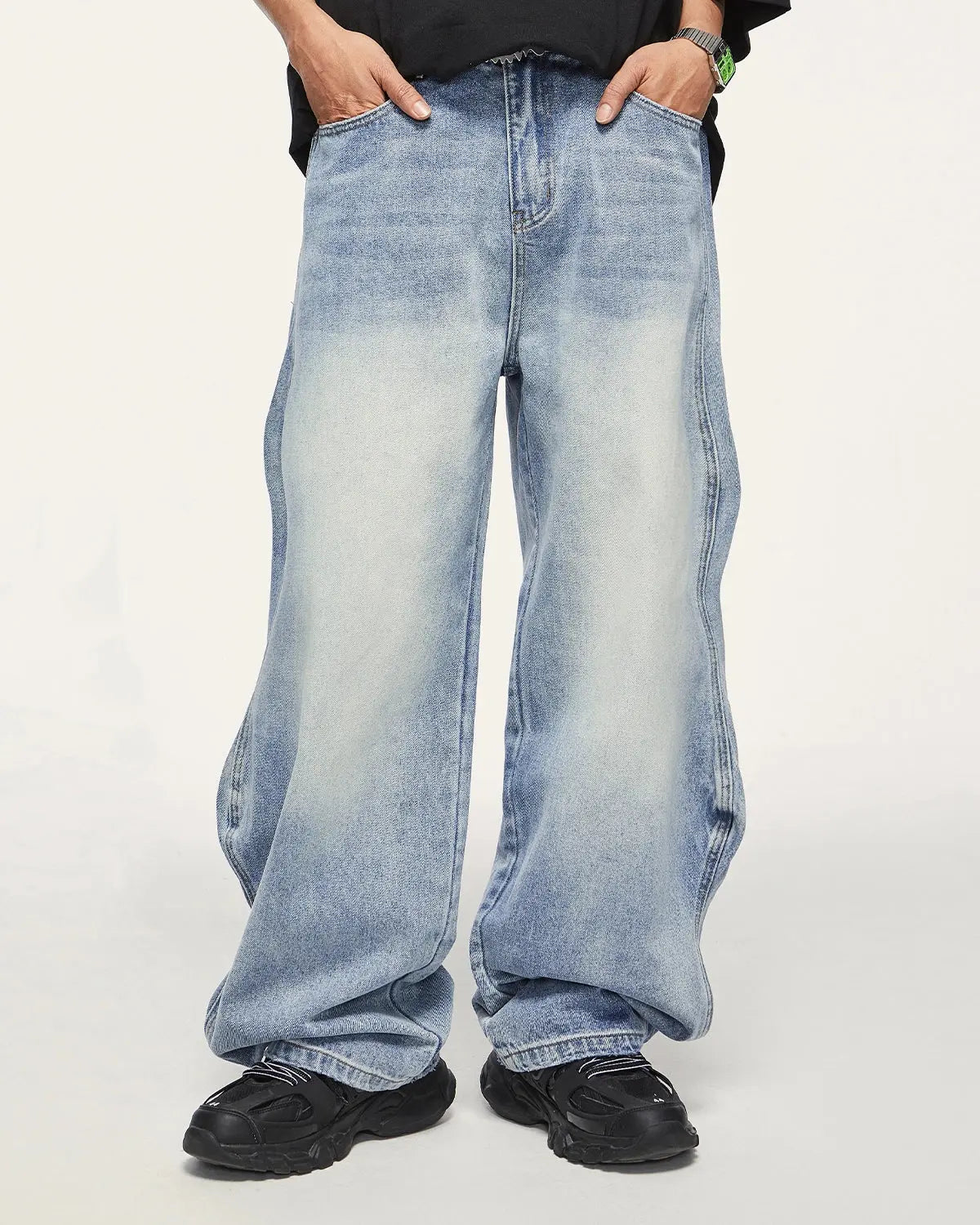 Flation Brand Washed Baggy Denim Pants