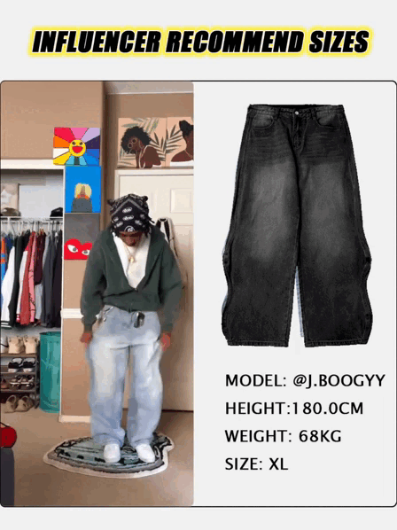 Flation Brand Washed Baggy Denim Pants