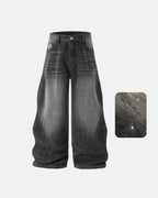 Rhinestone Wavy Baggy Jeans I Flation Streetwear