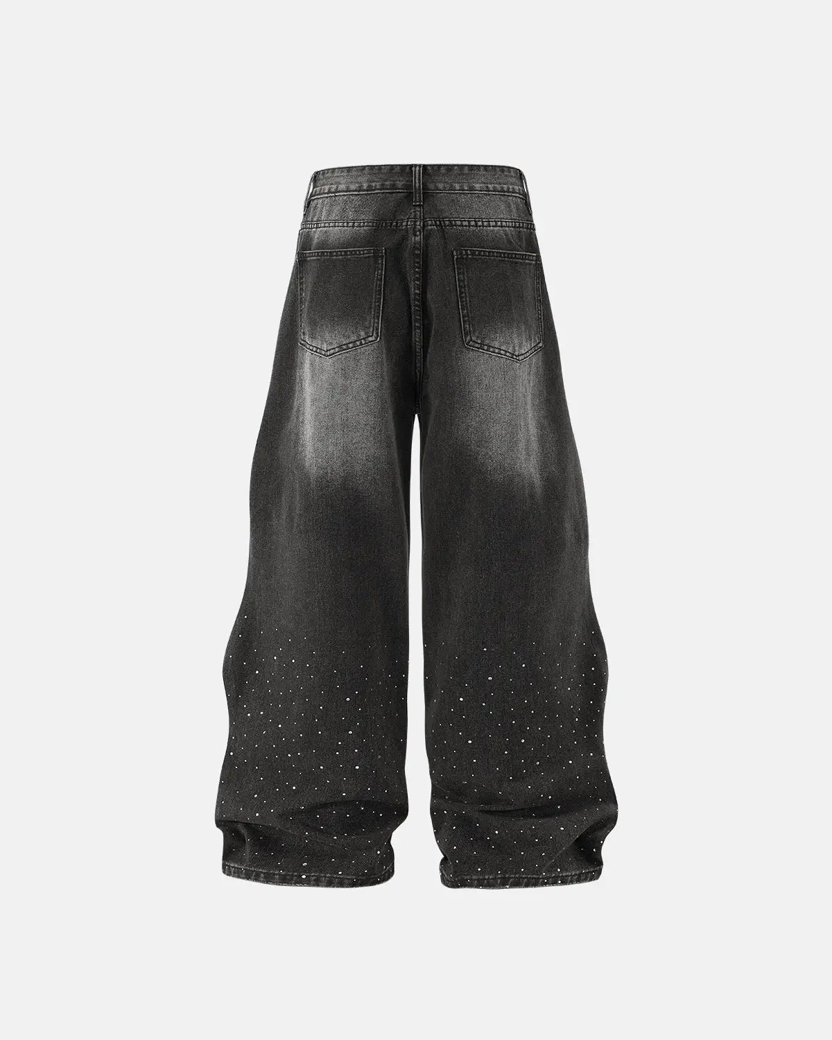 Rhinestone Wavy Baggy Jeans I Flation Streetwear