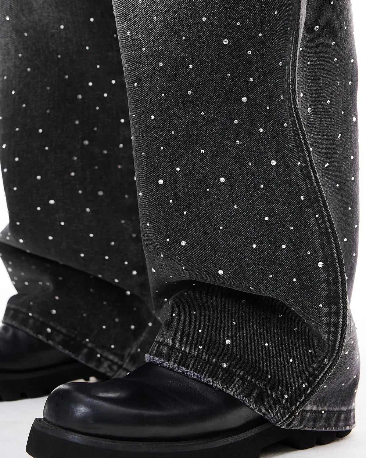 Rhinestone Wavy Baggy Jeans I Flation Streetwear