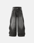 Rhinestone Wavy Baggy Jeans I Flation Streetwear