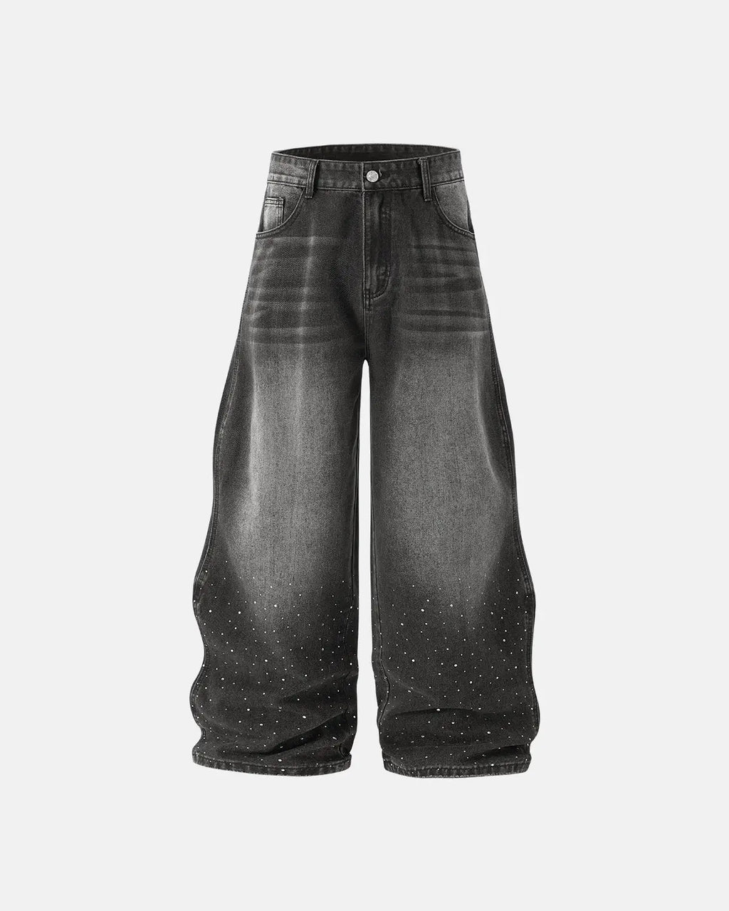 Rhinestone Wavy Baggy Jeans I Flation Streetwear