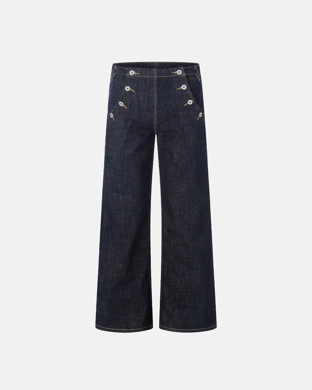 Button Detail Raw Wide-Leg Jeans | Flation Streetwear