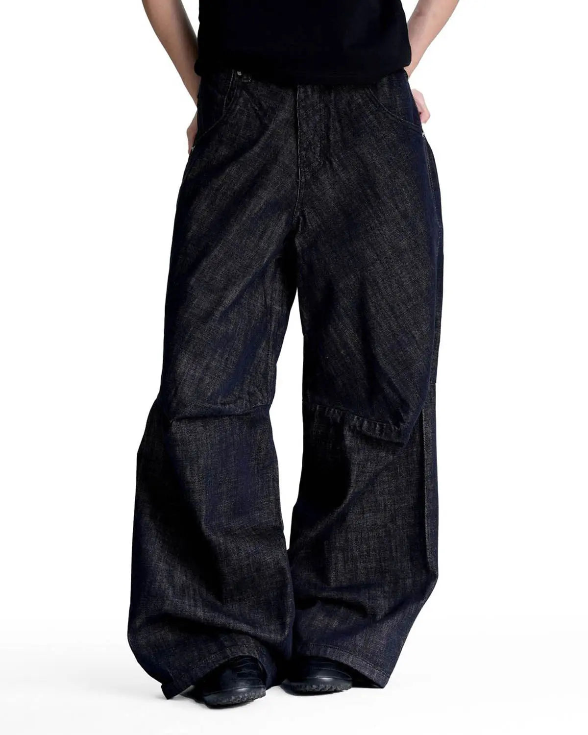 Cinch Back Raw Baggy Jeans | Flation Streetwear