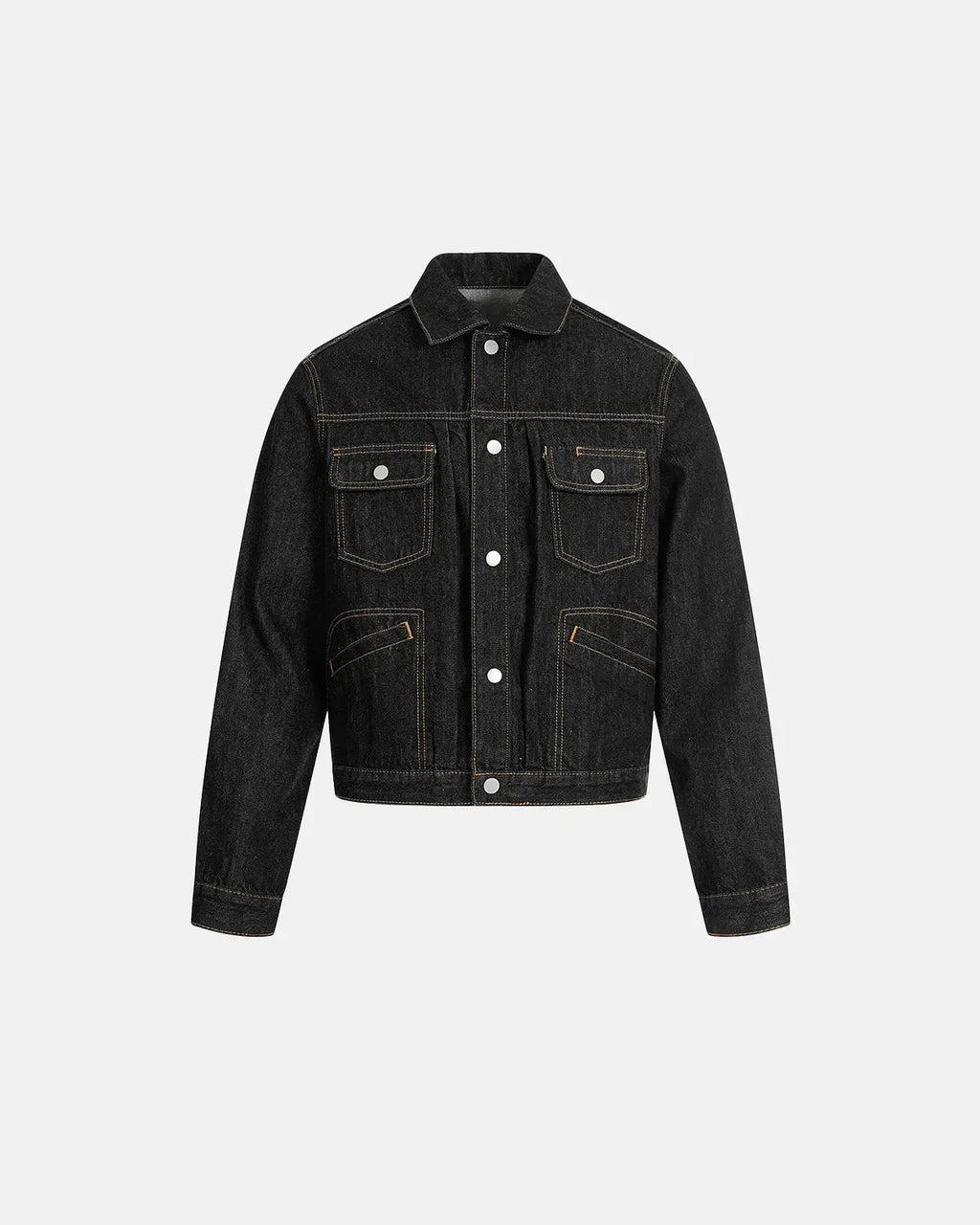 Black Multi Pockets Denim Jacket | Flation Streetwear
