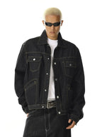 Black Multi Pockets Denim Jacket | Flation Streetwear