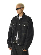 Black Multi Pockets Denim Jacket | Flation Streetwear