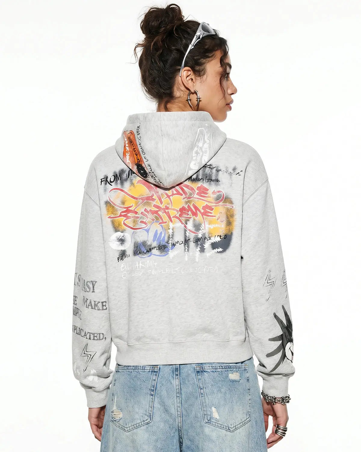 Boxy Graffiti Zip Up Hoodie | Flation Streetwear