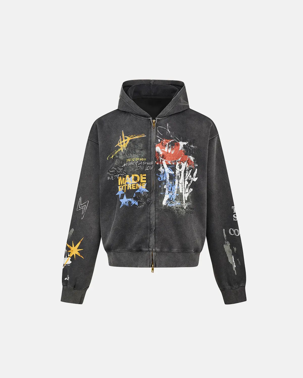 Boxy Graffiti Zip Up Hoodie | Flation Streetwear