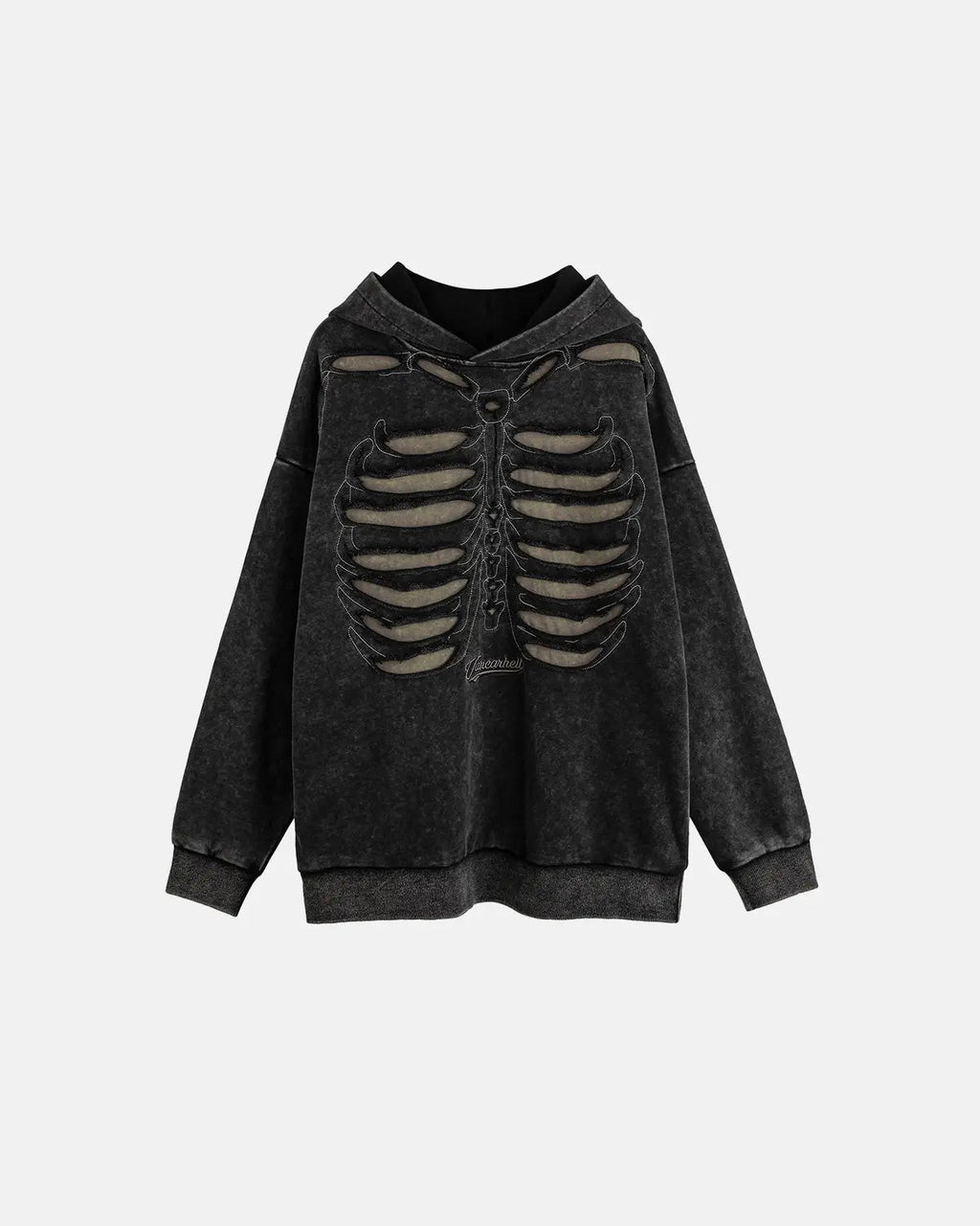 Distressed Ribcage Wash Hoodie | Flation Streetwear