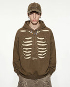 Distressed Ribcage Wash Hoodie | Flation Streetwear
