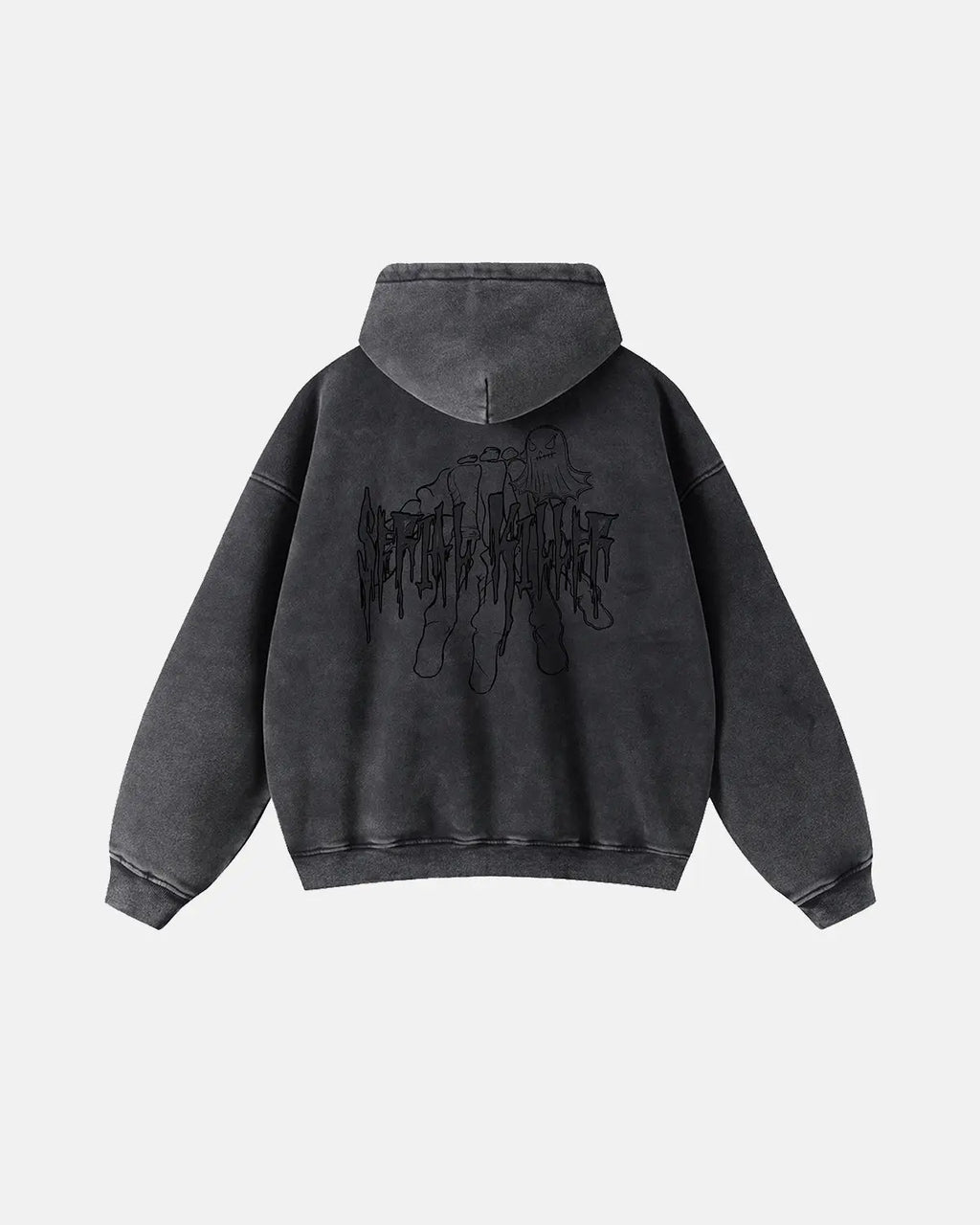 Flation Streetwear Gothic Acid Wash Zip Up Hoodies