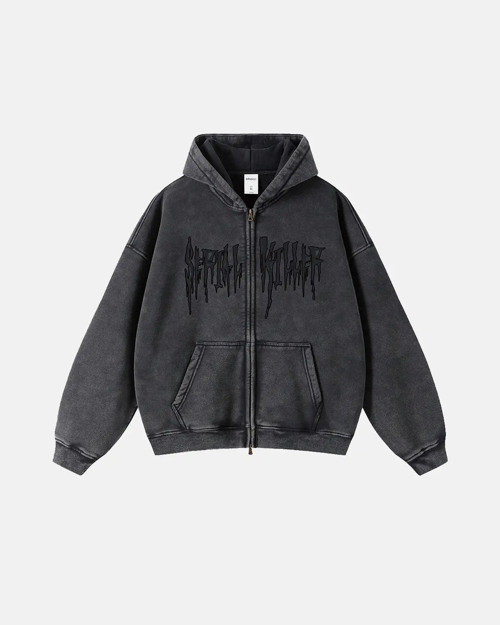 Flation Streetwear Gothic Acid Wash Zip Up Hoodies