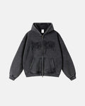 Flation Streetwear Gothic Acid Wash Zip Up Hoodies