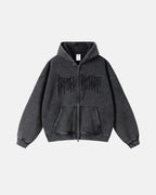 Flation Streetwear Gothic Acid Wash Zip Up Hoodies