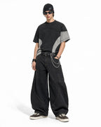 Patchwork Washed Boxy Cropped T-Shirt | Flation Streetwear