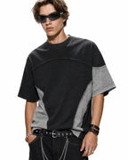 Patchwork Washed Boxy Cropped T-Shirt | Flation Streetwear