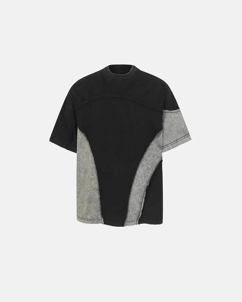 Patchwork Washed Boxy Cropped T-Shirt | Flation Streetwear