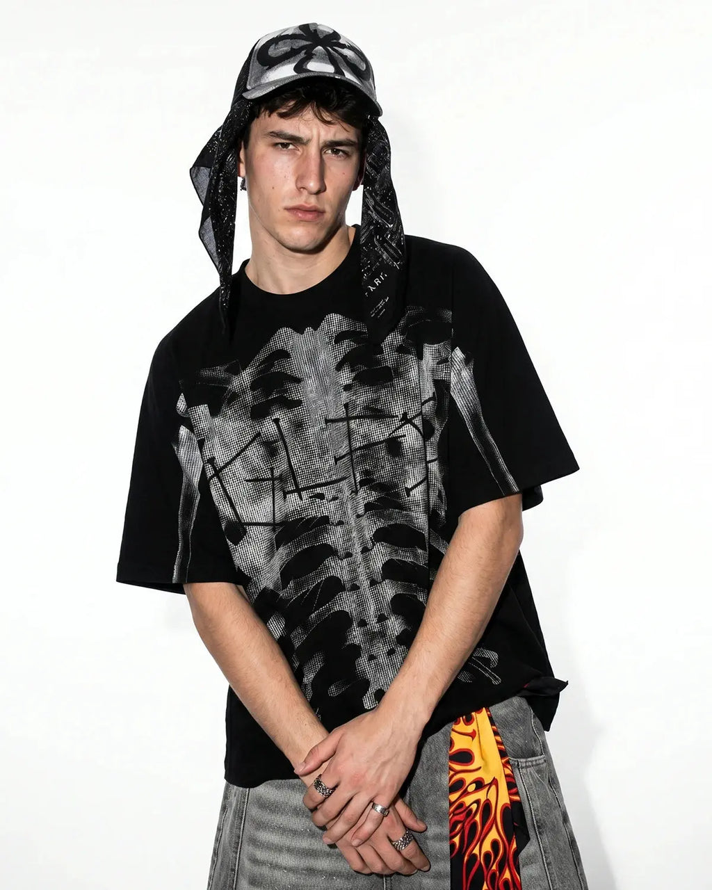 Pink X-Ray Skeleton Boxy T-Shirt | Flation Streetwear