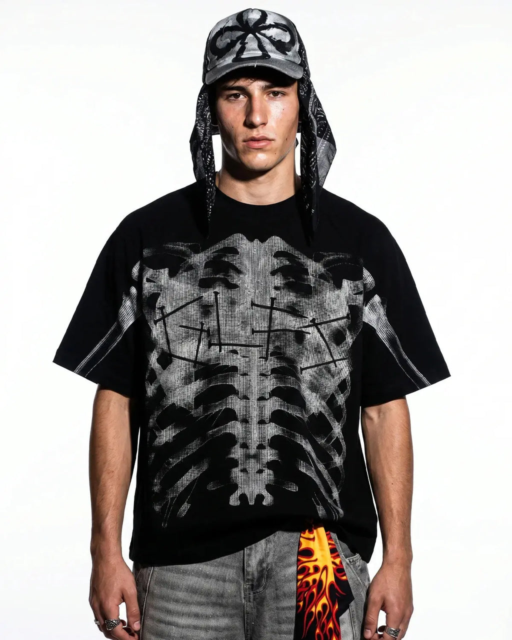 Pink X-Ray Skeleton Boxy T-Shirt | Flation Streetwear