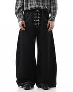 Raw Metal Clasp Baggy Jeans | Flation Streetwear