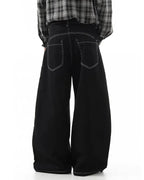 Raw Metal Clasp Baggy Jeans | Flation Streetwear