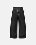 Raw Metal Clasp Baggy Jeans | Flation Streetwear