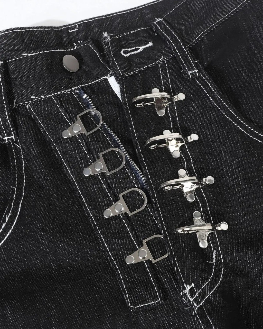 Raw Metal Clasp Baggy Jeans | Flation Streetwear