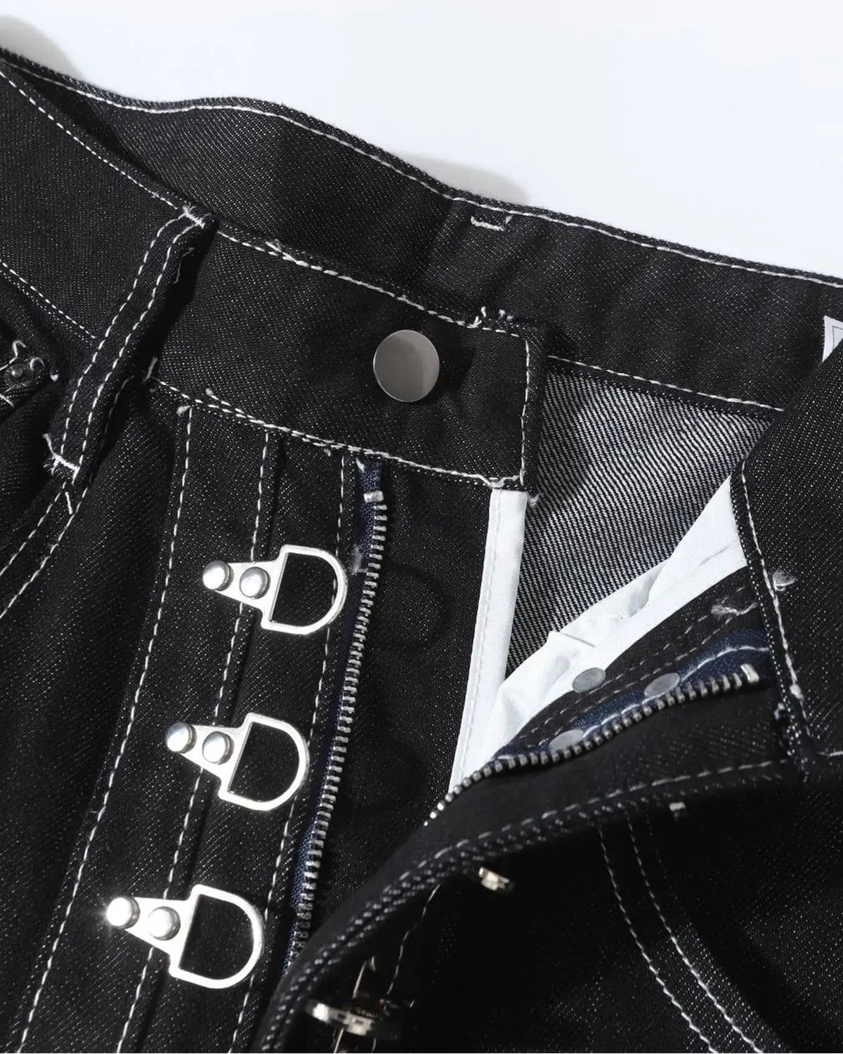 Raw Metal Clasp Baggy Jeans | Flation Streetwear