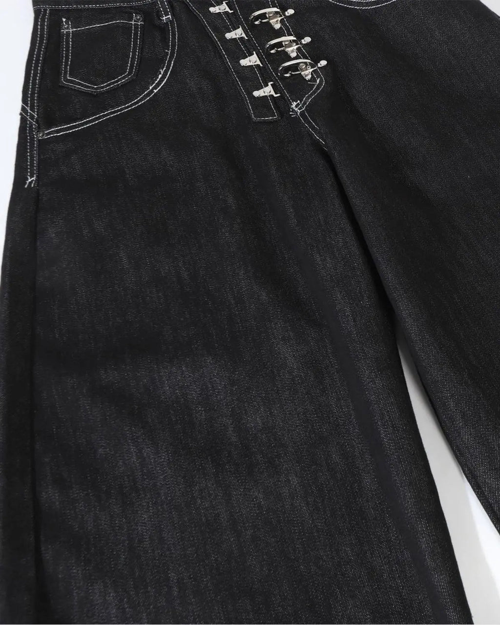 Raw Metal Clasp Baggy Jeans | Flation Streetwear