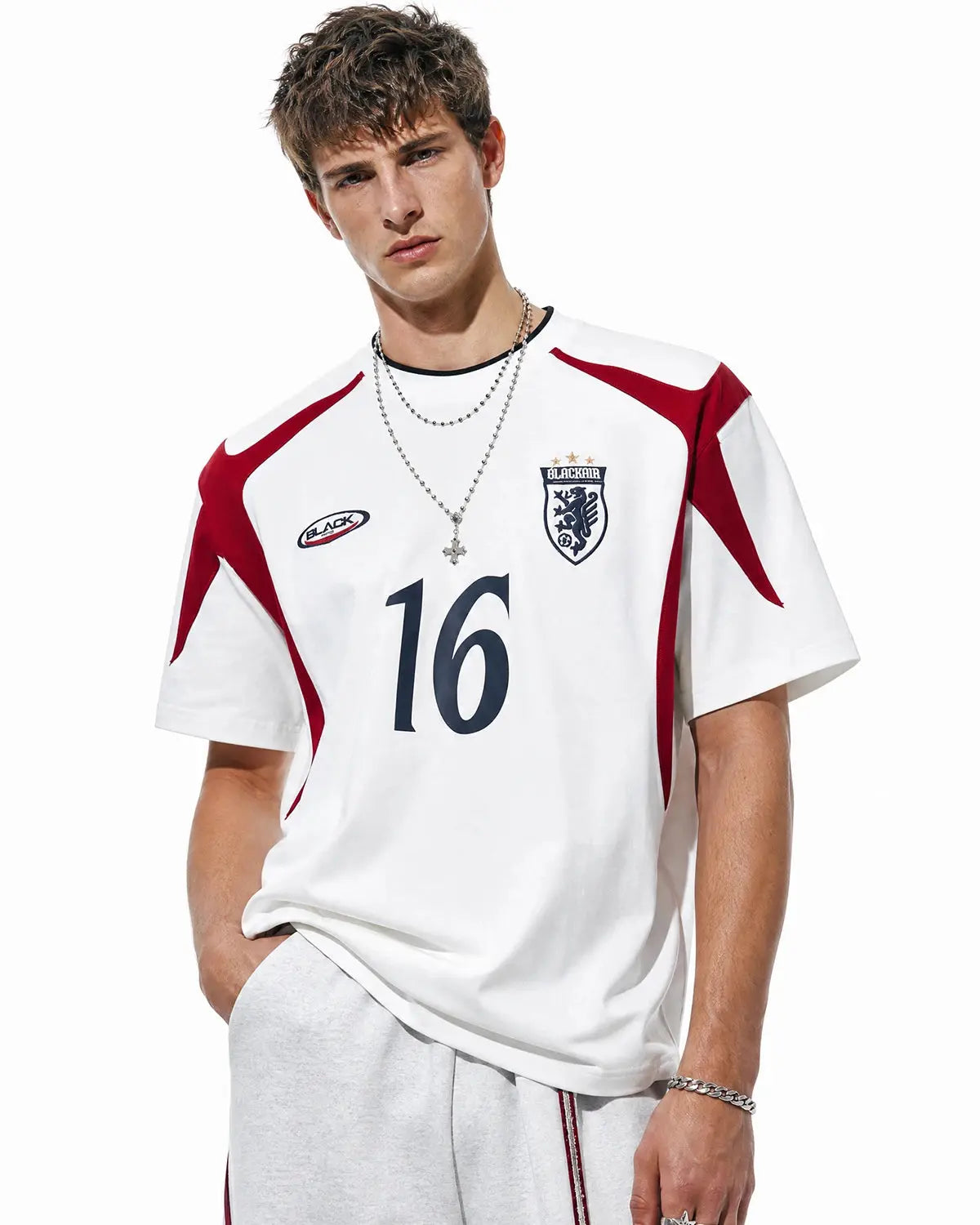 Retro Color Block Embroidered Jersey T-Shirt | Flation Streetwear