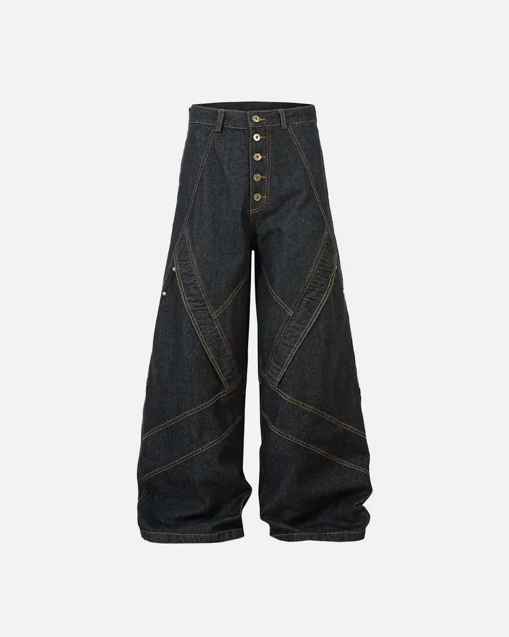 Stitching Button Up Baggy Jeans | Flation Streetwear