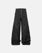 Stitching Button Up Baggy Jeans | Flation Streetwear