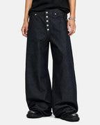 Flation Streetwear Buttons Up Raw Baggy Jeans