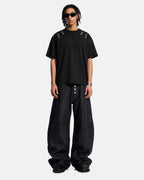 Flation Streetwear Buttons Up Raw Baggy Jeans
