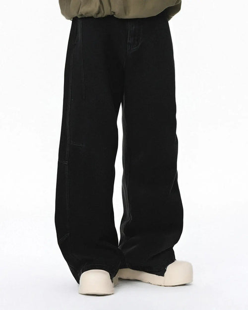 Acid Washed Black Barrel Jeans | Flation Streetwear