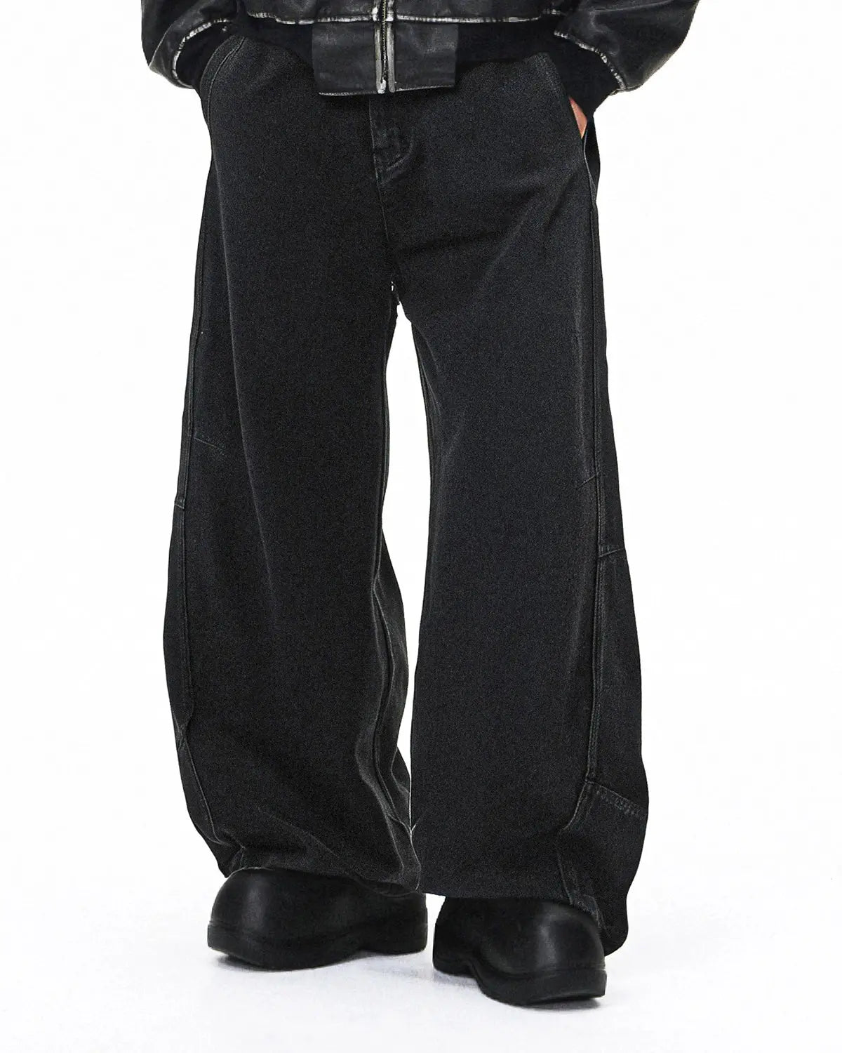 Acid Washed Black Barrel Jeans | Flation Streetwear