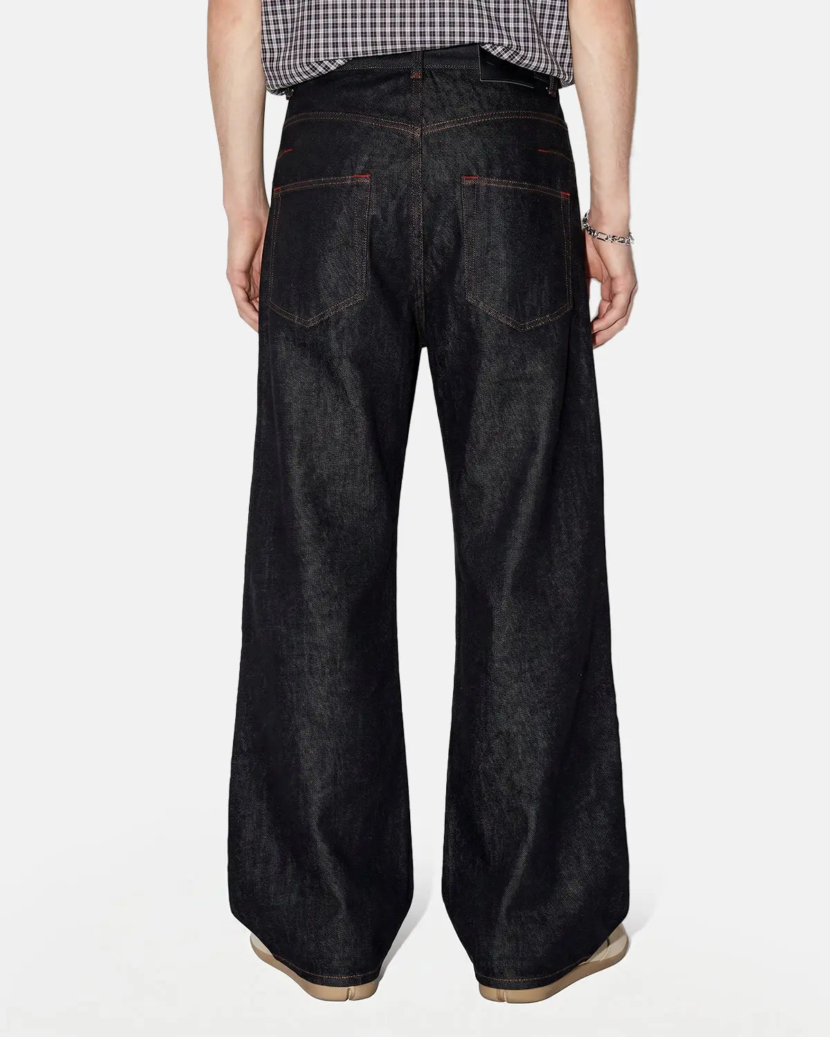 Asymmetric Buckle Raw Baggy Jeans | Flation Streetwear
