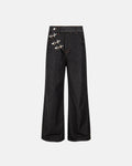Asymmetric Buckle Raw Baggy Jeans | Flation Streetwear