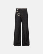 Asymmetric Buckle Raw Baggy Jeans | Flation Streetwear