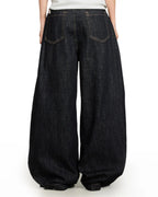 Black Buttons Up Barrel Baggy Jeans | Flation Streetwear
