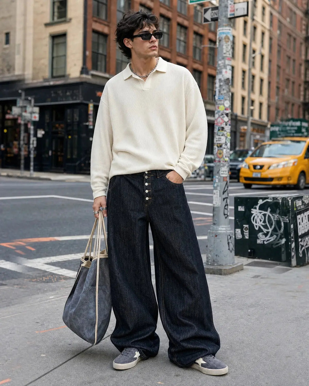 Black Buttons Up Barrel Baggy Jeans | Flation Streetwear